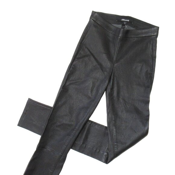 NWT J Brand Edita Leather Leggings in Black Stretch Pull-on Pants XS $948 - Picture 4 of 10